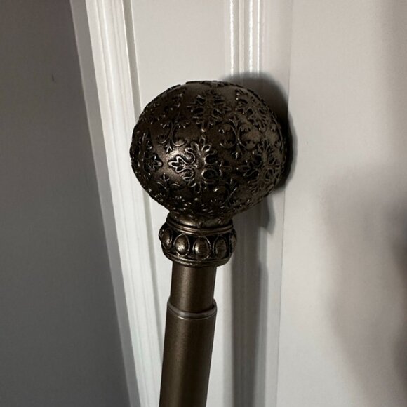 Decorative Curtain Rod – Bronze Finish with Ornate Ends - Picture 2 of 2